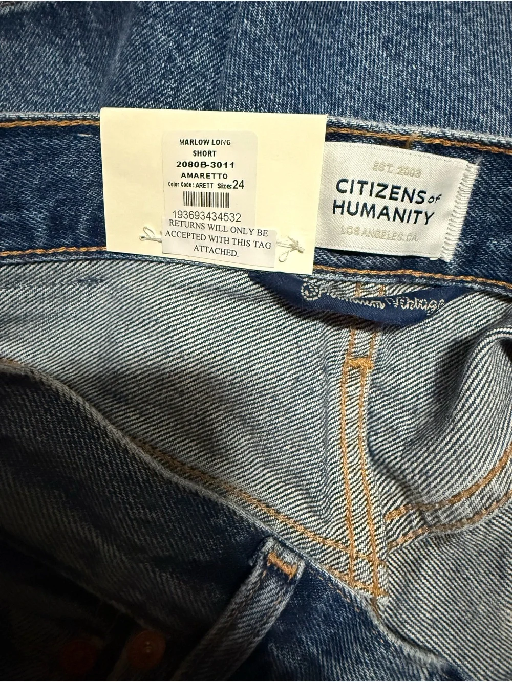 Citizens Of Humanity Marlow Long Vintage Short in Amaretto